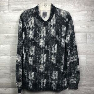 One Bxwd Designer Crew Sweater Black White Graphic  Medium Men’s Modern